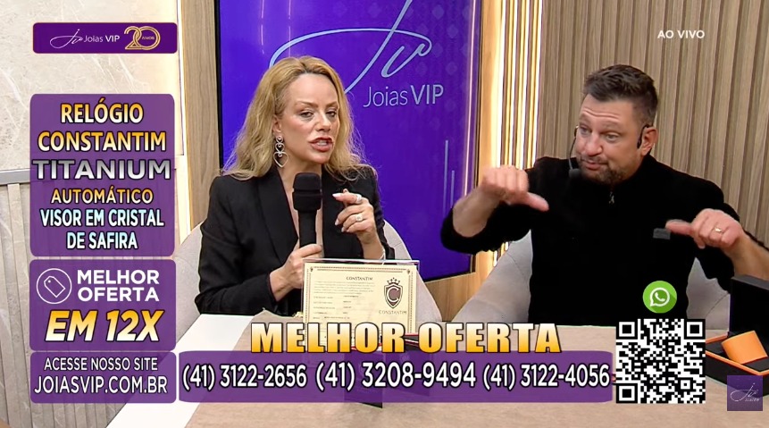 Live da Joias Vip no formato de televisão