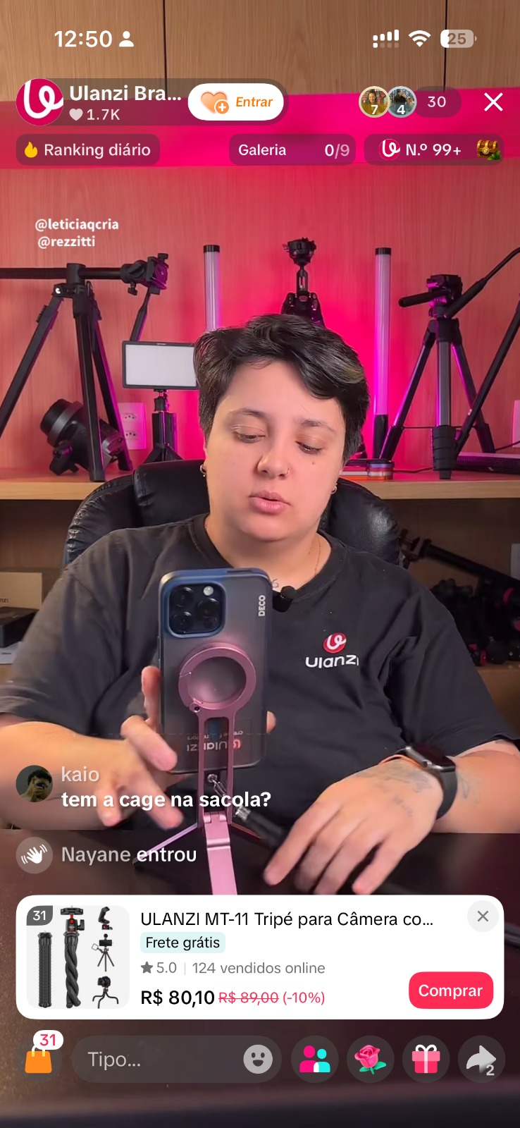 Live de venda no TikTok