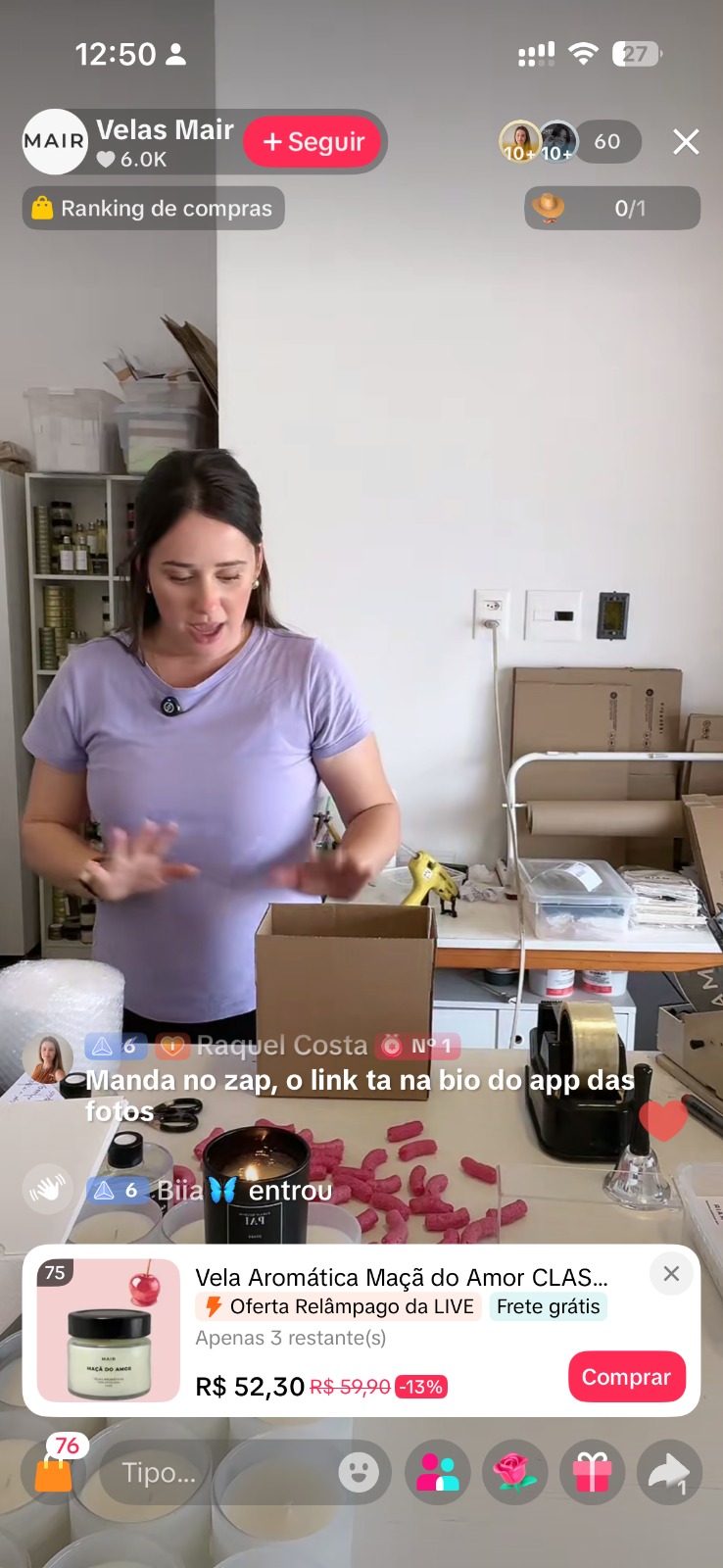 Live de venda no TikTok