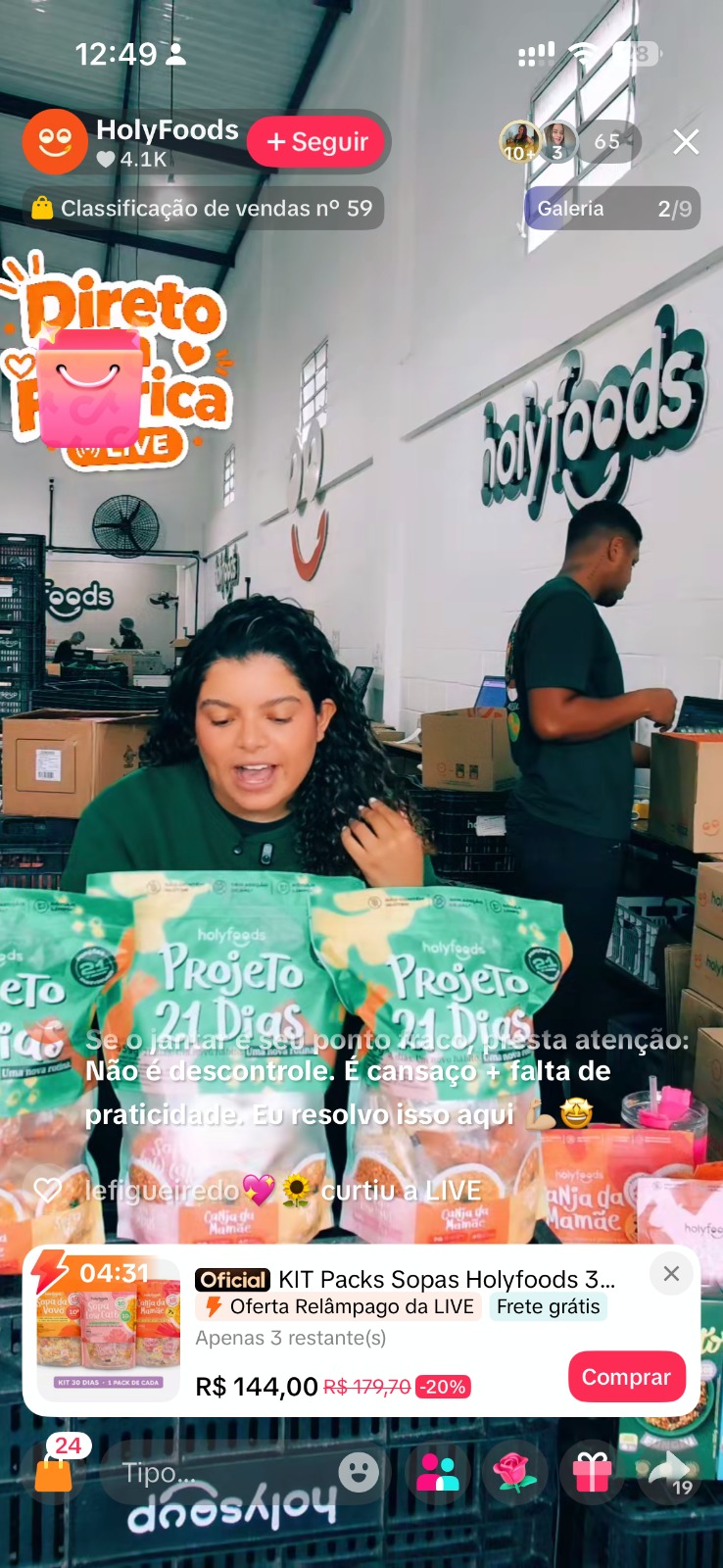 Live de venda no TikTok